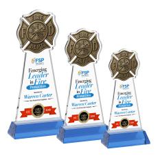 Fire Dept VividPrint Award on Hartford Base - Sky Blue - Colored Glass Awards