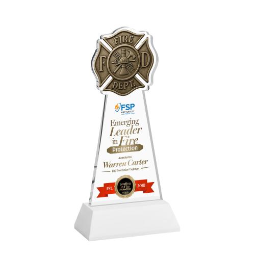Recognition Awards - Crystal Awards - Fire Dept VividPrint&trade; Award on Hartford Base - White