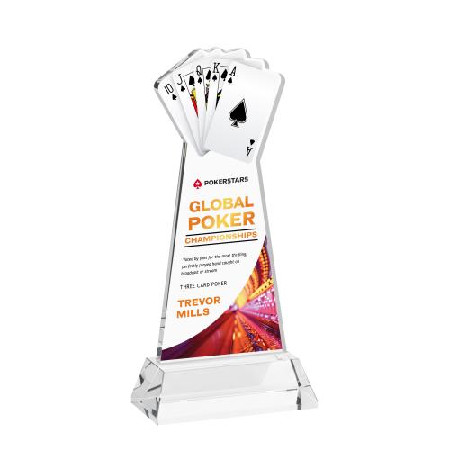 Recognition Awards - Crystal Awards - Poker VividPrint&trade; Award on Hartford Base - Clear