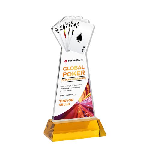 Recognition Awards - Crystal Awards - Poker VividPrint&trade; Award on Hartford Base - Amber