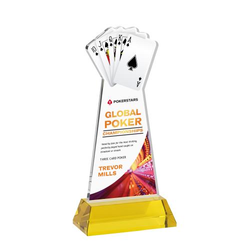 Recognition Awards - Crystal Awards - Poker VividPrint&trade; Award on Hartford Base - Gold