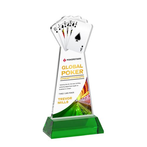 Recognition Awards - Crystal Awards - Poker VividPrint&trade; Award on Hartford Base - Green