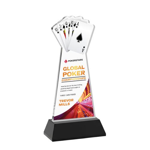 Recognition Awards - Crystal Awards - Poker VividPrint&trade; Award on Hartford Base - Black