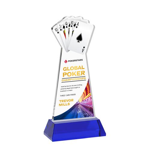 Recognition Awards - Crystal Awards - Poker VividPrint&trade; Award on Hartford Base - Blue