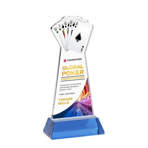 Recognition Awards - Crystal Awards - Poker VividPrint&trade; Award on Hartford Base - Sky Blue
