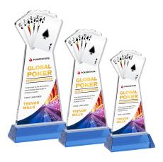 Poker VividPrint Award on Hartford Base - Sky Blue - Colored Glass Awards