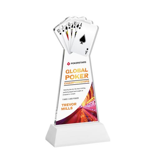 Recognition Awards - Crystal Awards - Poker VividPrint&trade; Award on Hartford Base - White