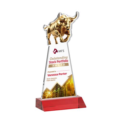Recognition Awards - Crystal Awards - Raging Bull VividPrint&trade; Award - Red