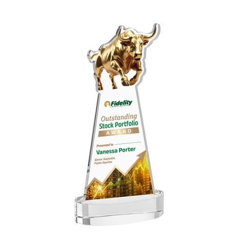 Recognition Awards - Crystal Awards - Raging Bull VividPrint&trade; Award on Alberton Base - Clear