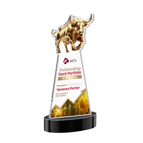 Recognition Awards - Crystal Awards - Raging Bull VividPrint&trade; Award on Alberton Base - Black