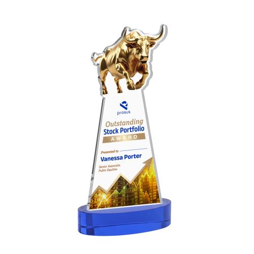 Recognition Awards - Crystal Awards - Raging Bull VividPrint&trade; Award on Alberton Base - Blue