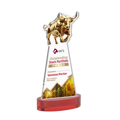 Recognition Awards - Crystal Awards - Raging Bull VividPrint&trade; Award on Alberton Base - Red