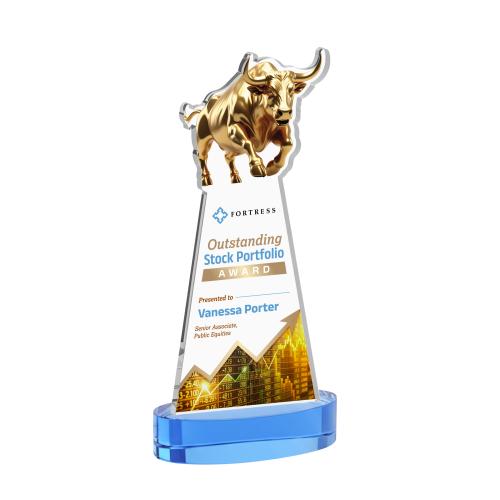 Recognition Awards - Crystal Awards - Raging Bull VividPrint&trade; Award on Alberton Base - Sky Blue