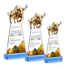 Raging Bull VividPrint Award on Alberton Base - Sky Blue - Blue Crystal Awards