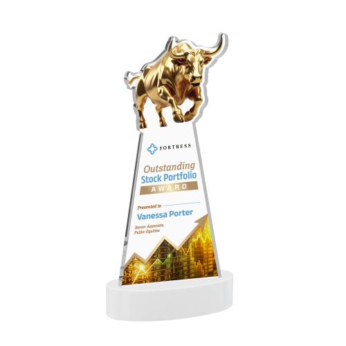 Recognition Awards - Crystal Awards - Raging Bull VividPrint&trade; Award on Alberton Base - White