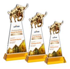 Raging Bull VividPrint Award on Hartford Base - Amber - Colored Crystal Awards