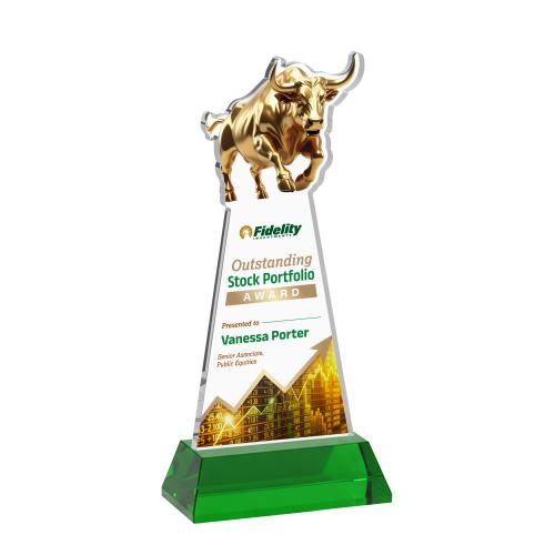 Recognition Awards - Crystal Awards - Raging Bull VividPrint&trade; Award on Hartford Base - Green