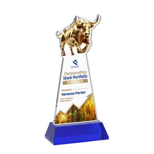 Recognition Awards - Crystal Awards - Raging Bull VividPrint&trade; Award on Hartford Base - Blue