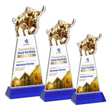 Raging Bull VividPrint Award on Hartford Base - Blue - Colored Crystal Awards