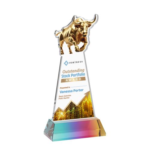 Recognition Awards - Crystal Awards - Raging Bull VividPrint&trade; Award on Hartford Base - Prismatic