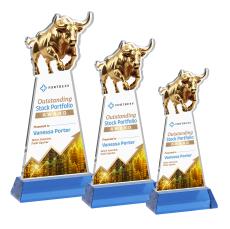 Raging Bull VividPrint Award on Hartford Base - Sky Blue - Colored Crystal Awards