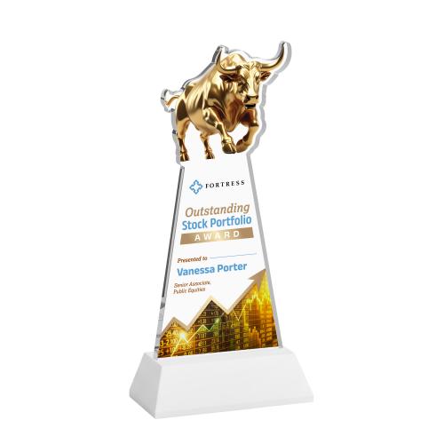 Recognition Awards - Crystal Awards - Raging Bull VividPrint&trade; Award on Hartford Base - White