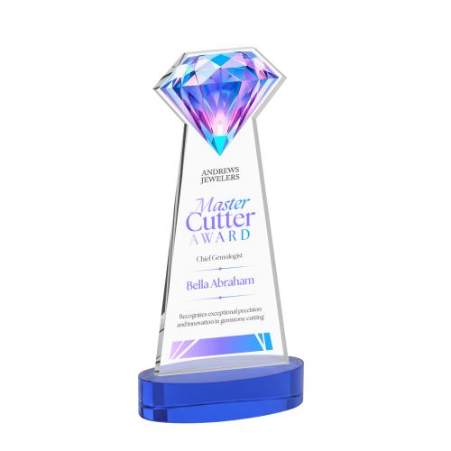 Recognition Awards - Glass Awards - Colored Glass Awards - Gemstone VividPrint&trade; Award on Alberton Base - Blue
