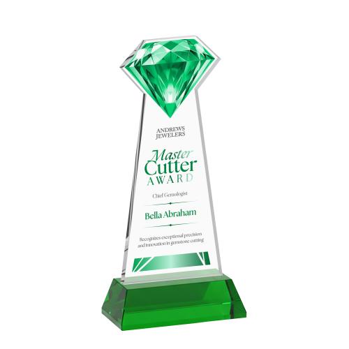 Recognition Awards - Crystal Awards - Gemstone  VividPrint&trade; Award on Hartford Base - Green