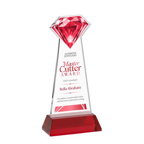 Recognition Awards - Crystal Awards - Gemstone VividPrint&trade; Award on Hartford Base - Red