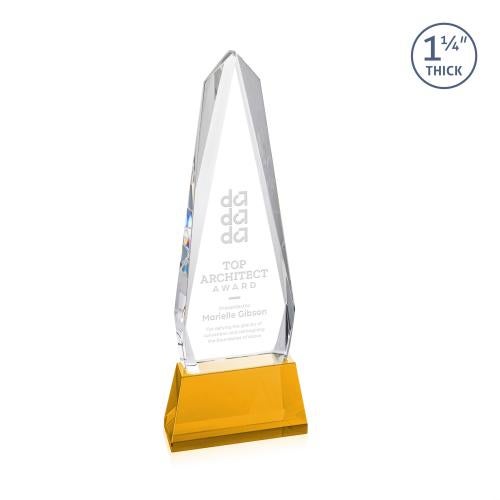 Recognition Awards - Crystal Awards - Cheswick Award on Entwhistle Base - Amber