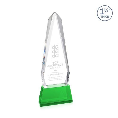 Recognition Awards - Crystal Awards - Cheswick Award on Entwhistle Base - Green