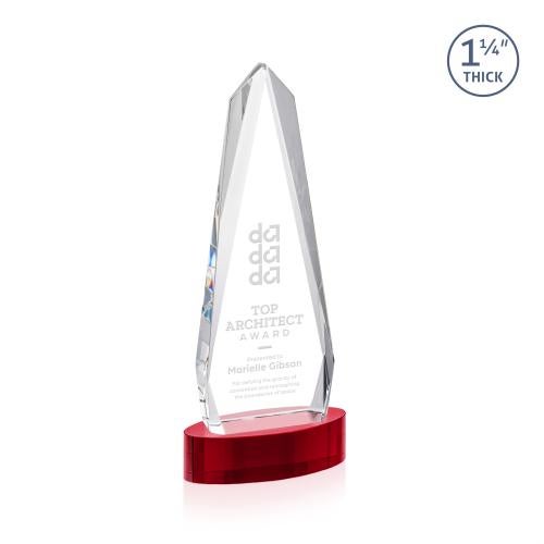 Recognition Awards - Crystal Awards - Cheswick Award on Alberton Base - Red