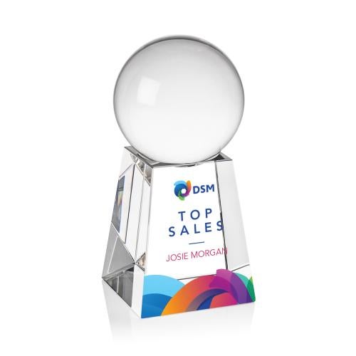 Recognition Awards - Crystal Awards - Crystal Ball VividPrint&trade; Award on Tall Base