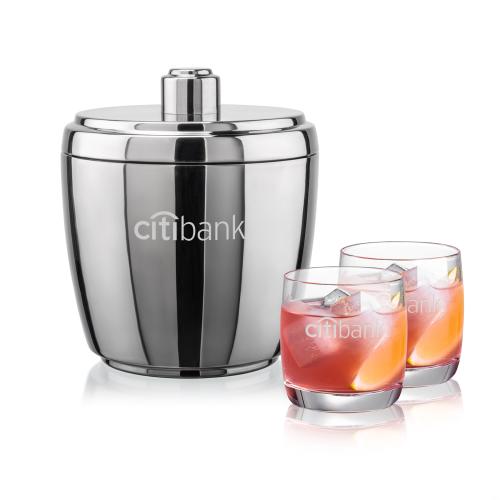 Corporate Gifts - Barware - Barware Gift Sets - Pescara Ice Bucket & Ritz On-the-Rocks Set