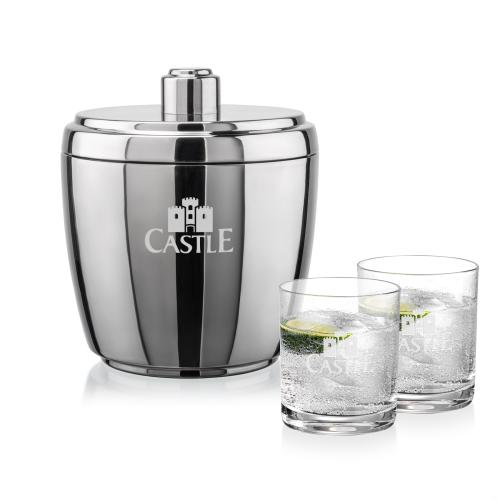 Corporate Gifts - Barware - Glasses Sets - Pescara Ice Bucket & Waldorf On-the-Rocks Set