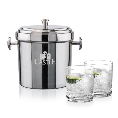Corporate Gifts - Barware - Glasses Sets - Milano Ice Bucket & Waldorf On-the-Rocks Set