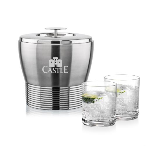 Corporate Gifts - Barware - Glasses Sets - Genoa Ice Bucket & Waldorf On-the-Rocks Set