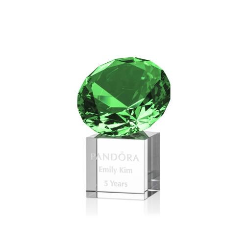 Recognition Awards - Crystal Awards - Gemstone Award on Cube - Emerald