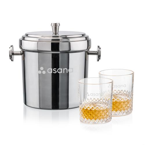 Corporate Gifts - Barware - Glasses Sets - Milano Ice Bucket & Tacoma On-the-Rocks Set