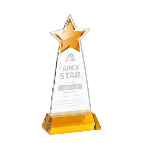 Recognition Awards - Crystal Awards - Starlite Award on Hartford Base - Amber