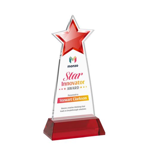 Recognition Awards - Crystal Awards - Starlite VividPrint&trade; Award on Hartford Base - Red