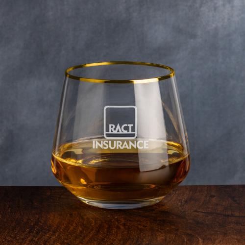 Corporate Gifts - Barware - Whiskey Tasters - Tucson Gold Rim Whiskey Taster - Deep Etch