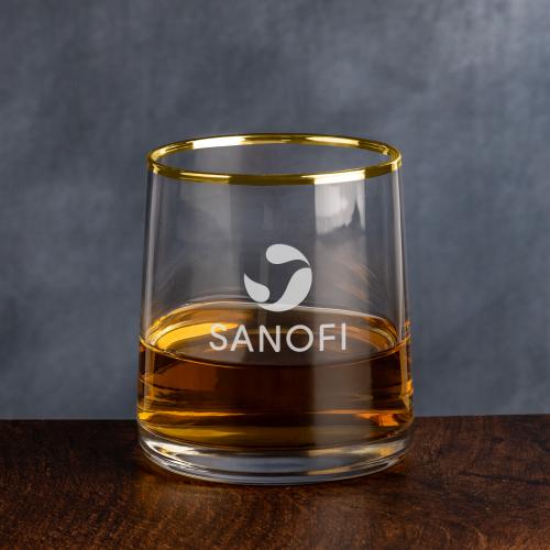 Corporate Gifts - Barware - Whiskey Tasters - Aberfoyle Gold Rim Whiskey Taster - Deep Etch