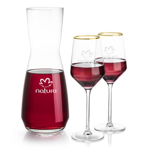 Corporate Gifts - Barware - Barware Gift Sets - Mason Carafe & Tucson Gold Rim Wine