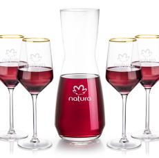 Mason Carafe & Tucson Gold Rim Wine - Barware Gift Sets