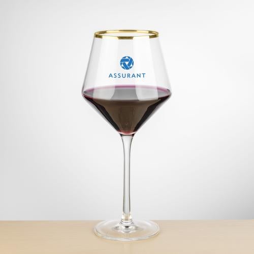 Corporate Gifts - Barware - Wine & Champagne - Wine Glasses - Tucson Gold Rim Burgundy Wine - Imprinted