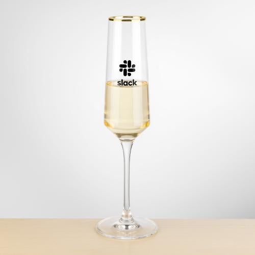 Corporate Gifts - Barware - Wine & Champagne - Champagne Flutes - Tucson Gold Rim Flute - Imprinted