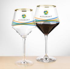 Tucson Gold Rim Burgundy Wine - VividPrint - Barware