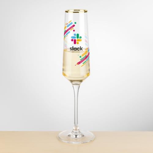 Corporate Gifts - Barware - Wine & Champagne - Champagne Flutes - Tucson Gold Rim Flute - VividPrint&trade;