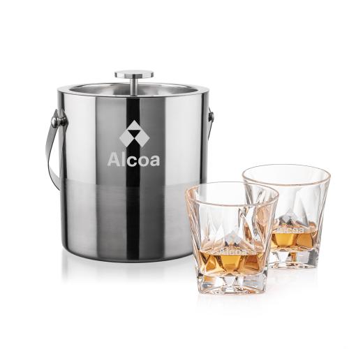 Corporate Gifts - Barware - Barware Gift Sets - Catania Ice Bucket & Oakhaven On-the-Rocks Set
